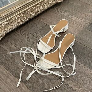 Reformation Alani Block Heel Sandal in White